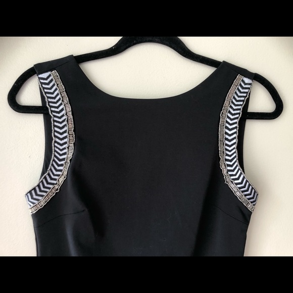ZARA Little Black Dress Form Fitting With Embroidery Beads Size Medium LBD - Picture 4 of 15